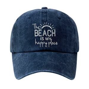 Beach Hat Navy Vintage Adjustable Distressed Washed Women Beach Life Men New